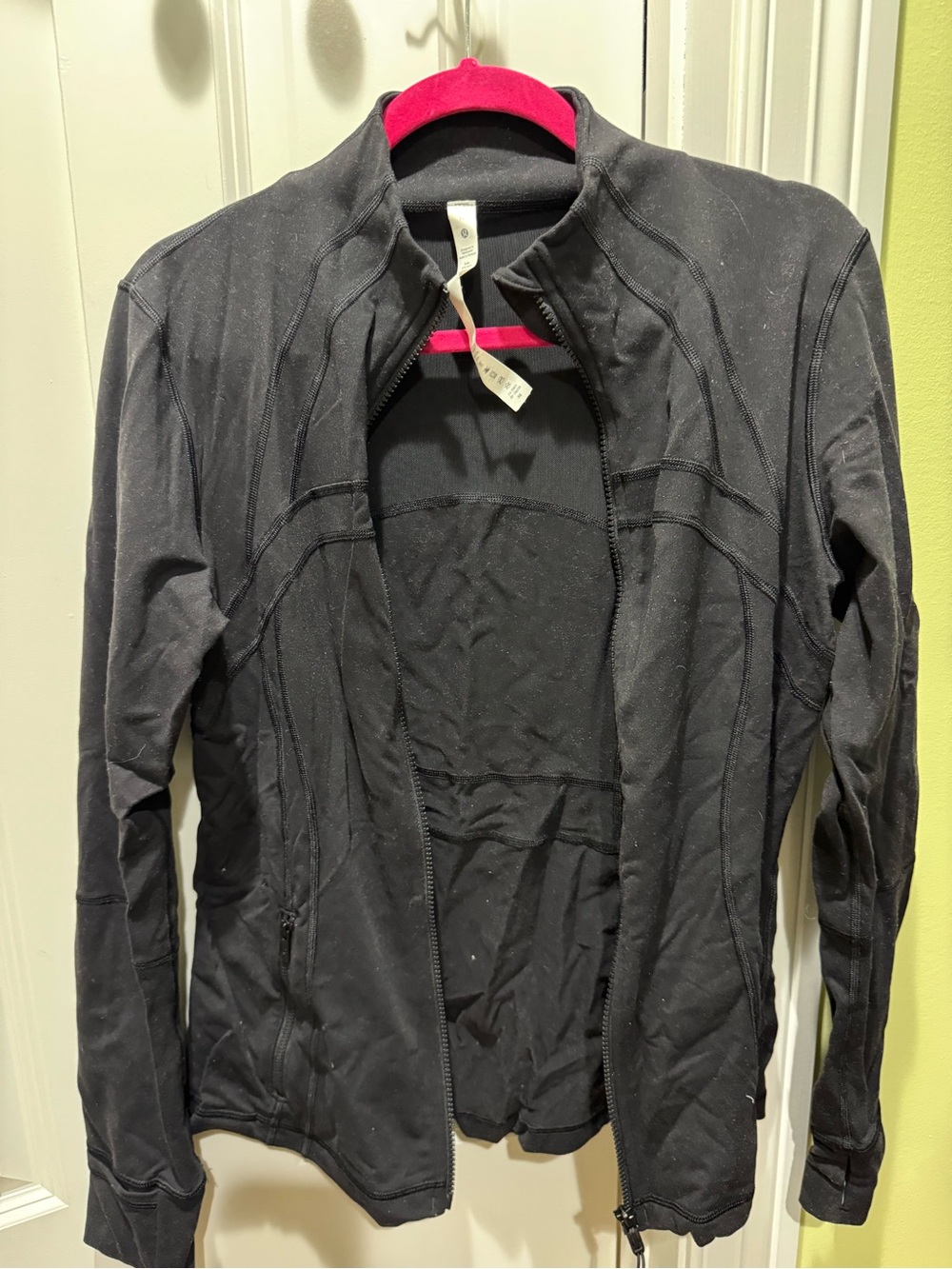 lululemon athletica Black Zip-Up Jacket with Pink Interior Trim